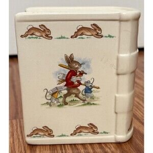 Royal Doulton Fine China VTG Bunnykins Book‎ Coin Bank Play Cricket Jumping Rope
